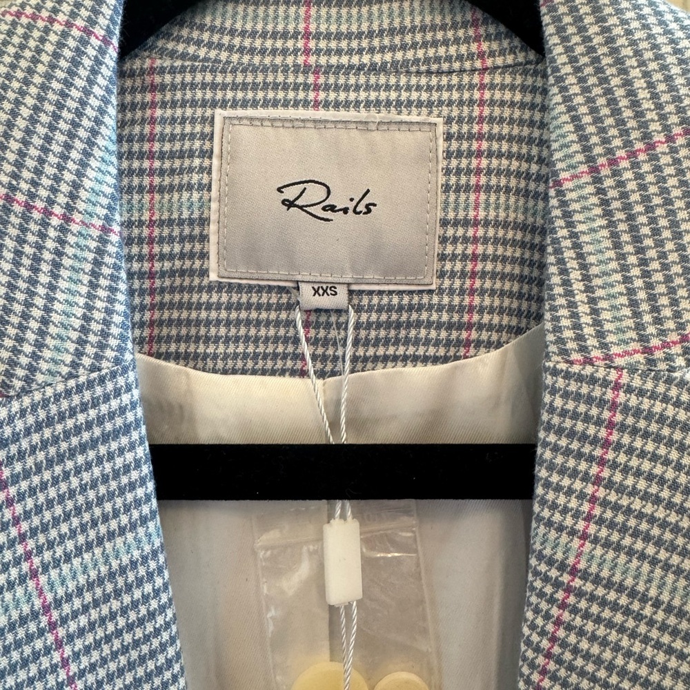 Rails Light Blue Glen Plaid Double-Breasted Blazer - Picture 2 of 5